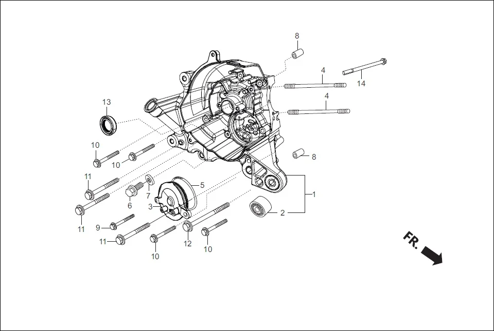 E-7 CRANK CASE &amp; COVER (RIGHT CRANK CASE)