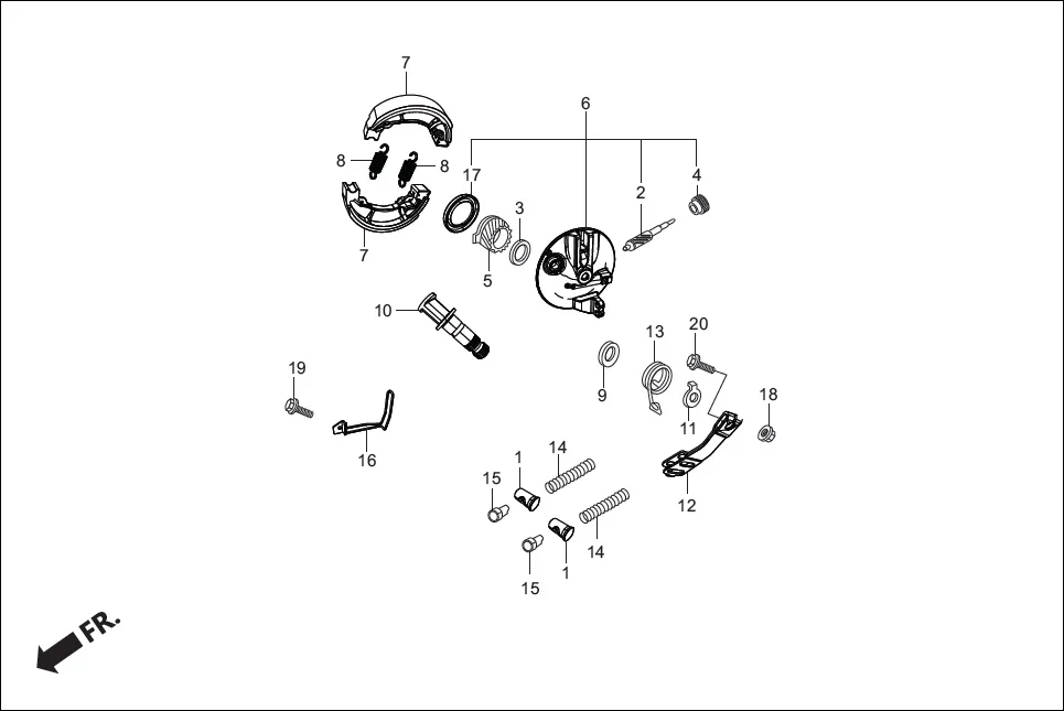 F-10B FRONT BRAKE assembly diagram for Hero Destini 125 (Oct, 2018)