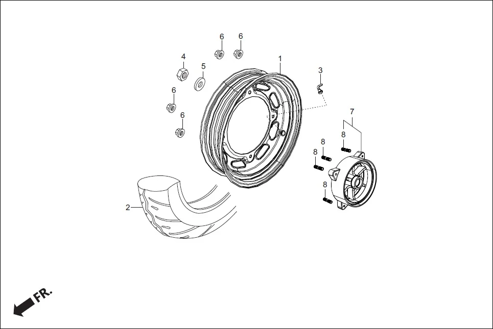 F-11A-LX REAR WHEEL (SHEET METAL) (LX) assembly diagram for Hero Destini 125 (Oct, 2018)