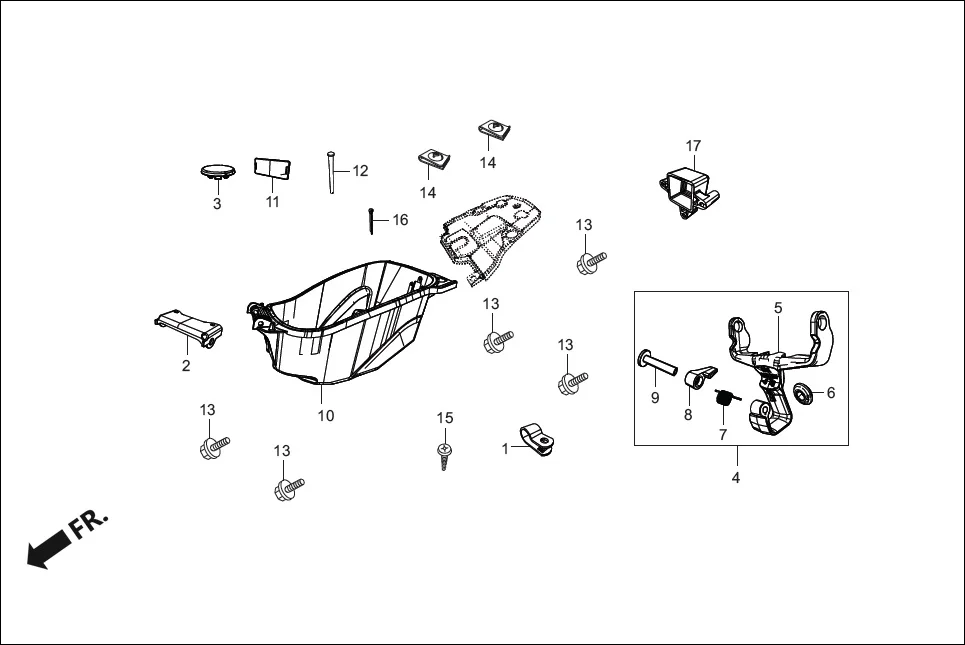 F-12A REAR TRUNK/ REAR BAG assembly diagram for Hero Destini 125 (Oct, 2018)