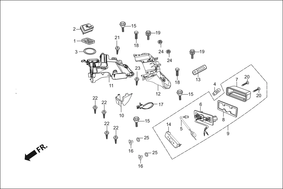 F-14 REAR FENDER assembly diagram for Hero Destini 125 (Oct, 2018)