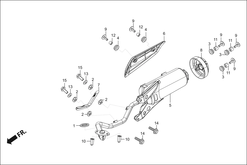 F-16 MUFFLER assembly diagram for Hero Destini 125 (Oct, 2018)