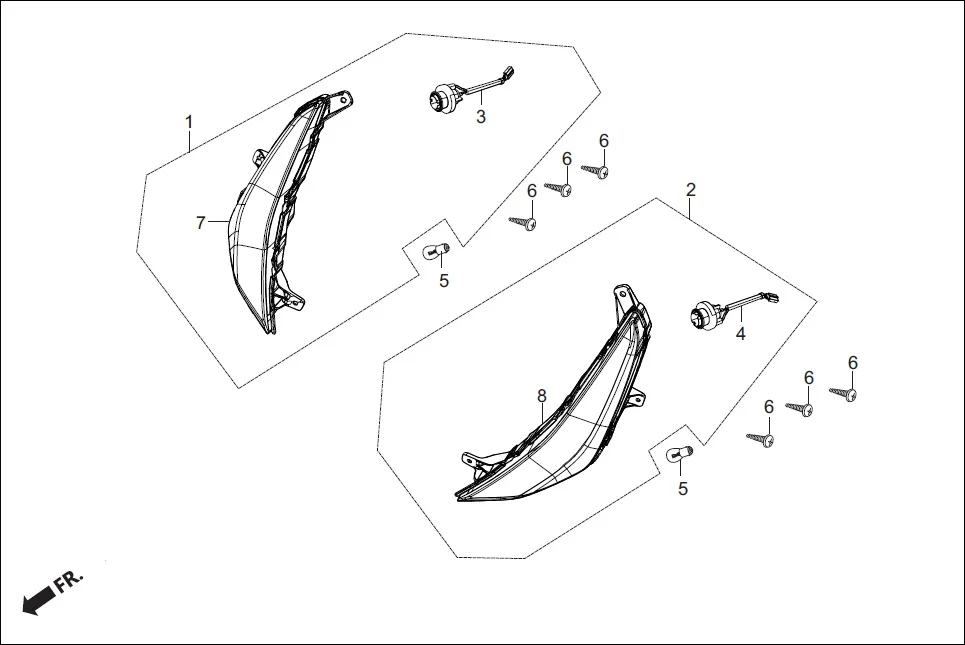 F-19 FR.WINKER / FR.REFLECTOR assembly diagram for Hero Destini 125 (Oct, 2018)