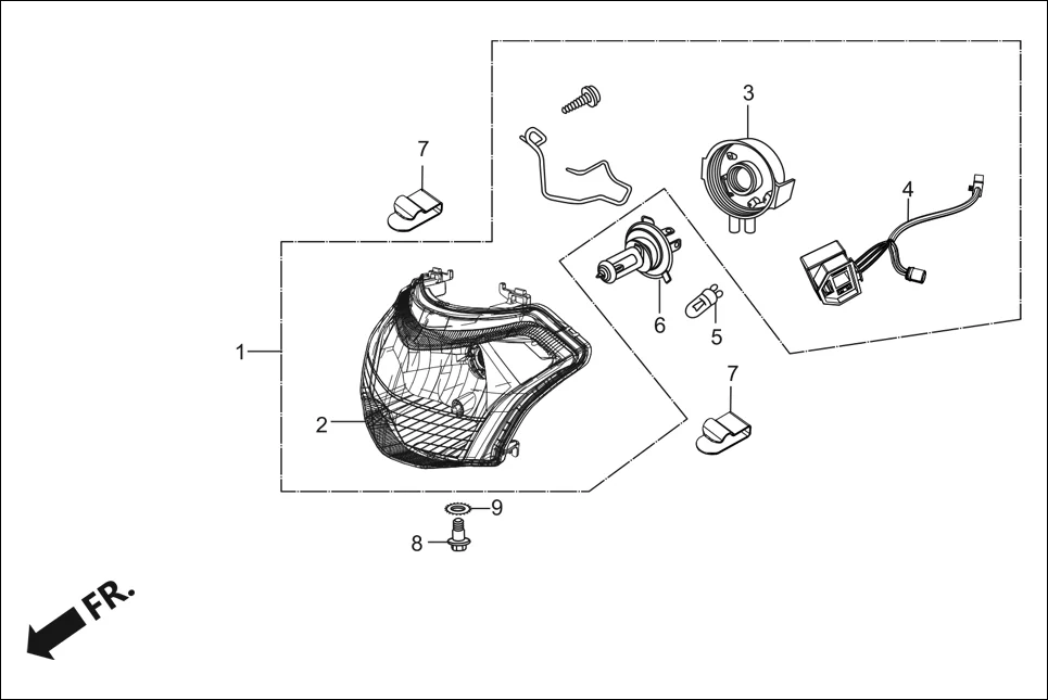 F-1 HEAD LIGHT assembly diagram for Hero Destini 125 (Oct, 2018)