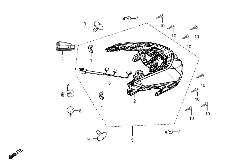 F-20 TAIL LIGHT assembly diagram for Hero Destini 125 (Oct, 2018)