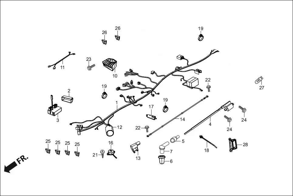 F-22-LX ELECTRICALS (WIRE HARNESS) assembly diagram for Hero Destini 125 (Oct, 2018)