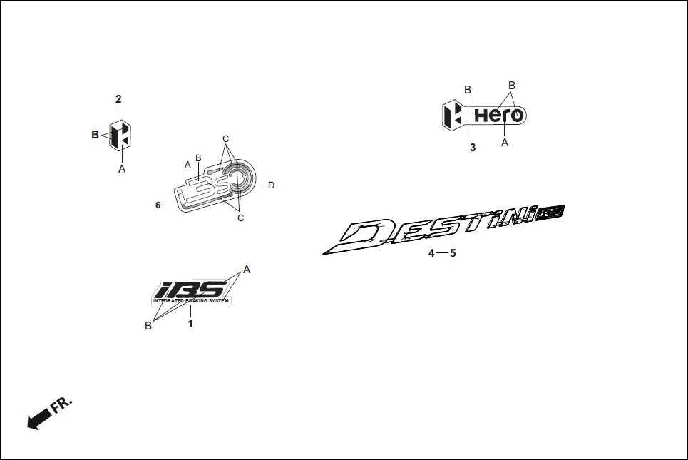 F-26 MARK/STRIPE assembly diagram for Hero Destini 125 (Oct, 2018)