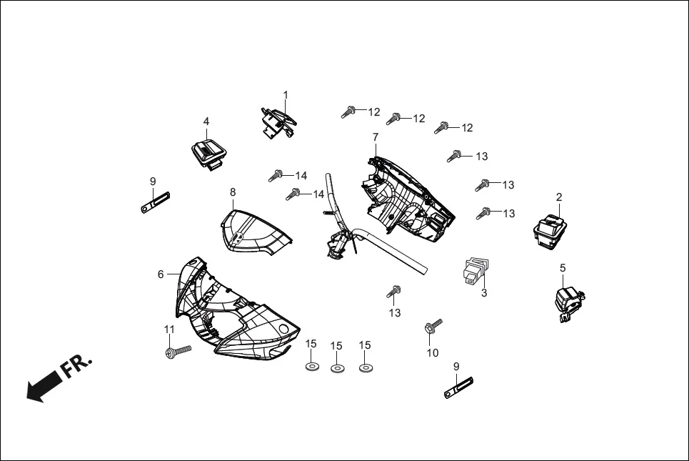 F-2B HANDLE COVER assembly diagram for Hero Destini 125 (Oct, 2018)