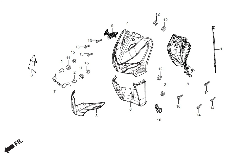 F-6-LX FRONT COVER (FR. &amp; INNER COVER) assembly diagram for Hero Destini 125 (Oct, 2018)