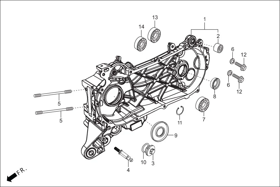 E-7B CRANK CASE &amp; COVER (LEFT CRANK CASE)