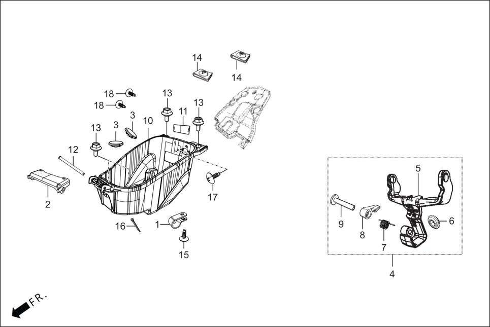 F-12A REAR TRUNK / REAR BAG assembly diagram for Hero Destini BSVI Prime(Jun,2023)