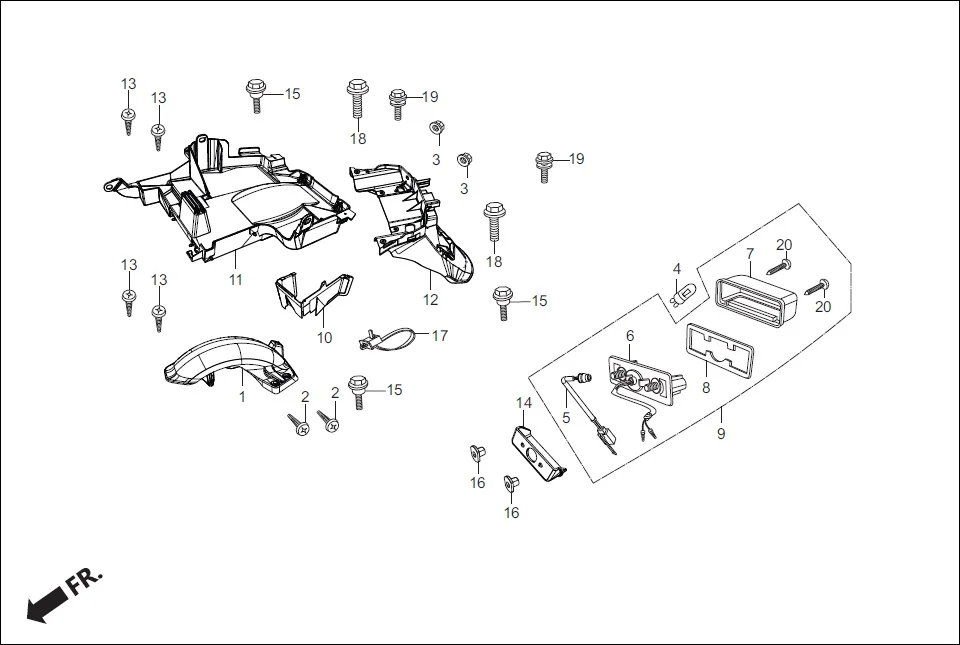 F-14 REAR FENDER assembly diagram for Hero Destini BSVI Prime(Jun,2023)