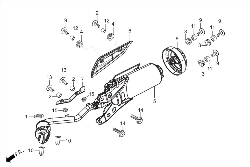 F-16 MUFFLER assembly diagram for Hero Destini BSVI Prime(Jun,2023)