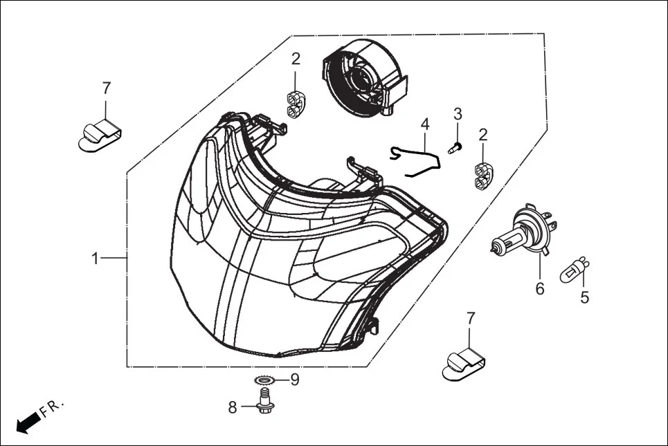 F-1 HEAD LIGHT assembly diagram for Hero Destini BSVI Prime(Jun,2023)