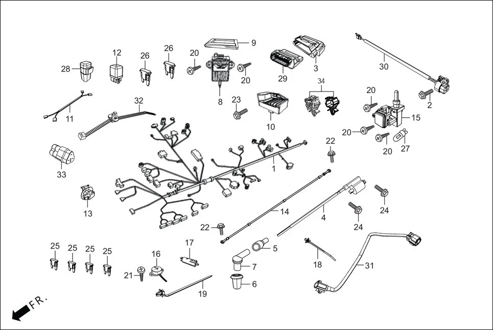 F-22 ELECTRICALS (WIRE HARNESS) assembly diagram for Hero Destini BSVI Prime(Jun,2023)