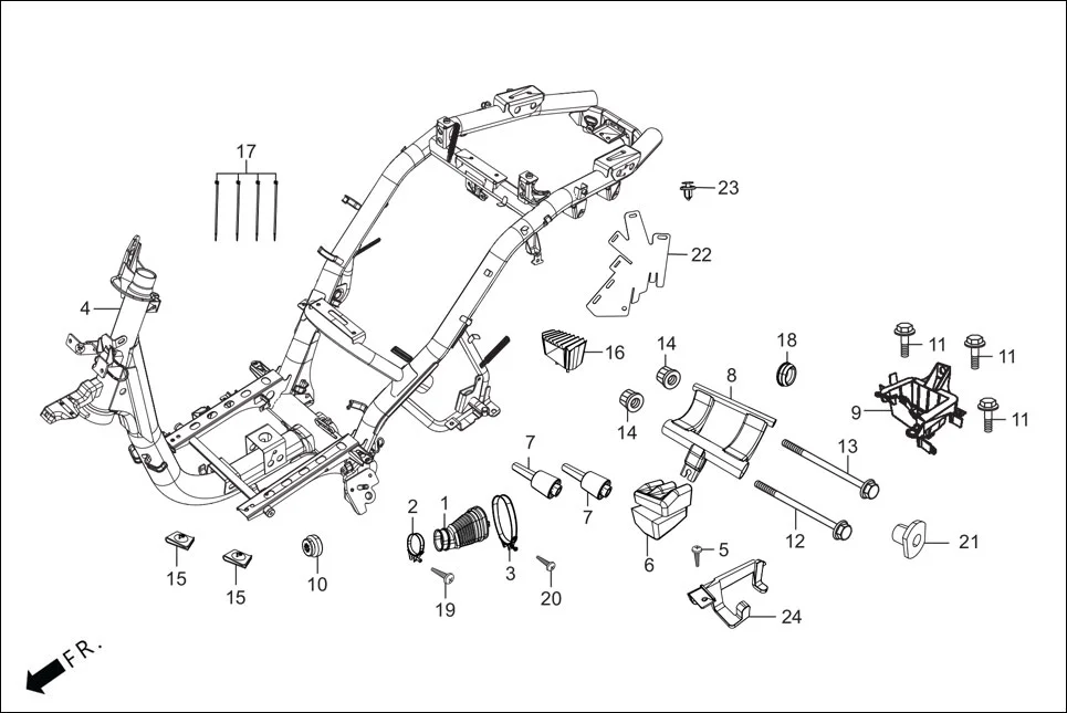 F-23 FRAME BODY assembly diagram for Hero Destini BSVI Prime(Jun,2023)