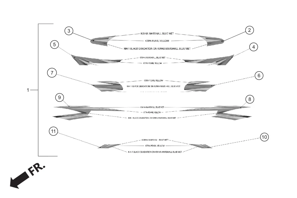 F-26B MARK/STRIPE (OPTIONAL) assembly diagram for Hero Destini BSVI Prime(Jun,2023)