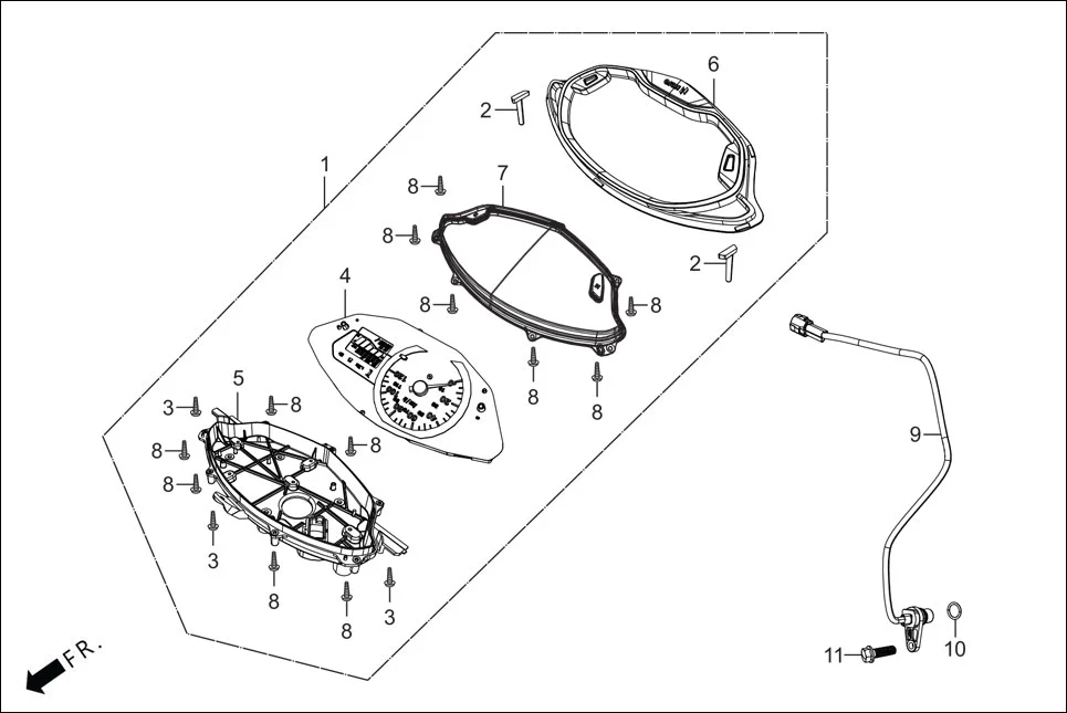 F-2 HANDLE COVER (SPEEDOMETER ASSY.) assembly diagram for Hero Destini BSVI Prime(Jun,2023)