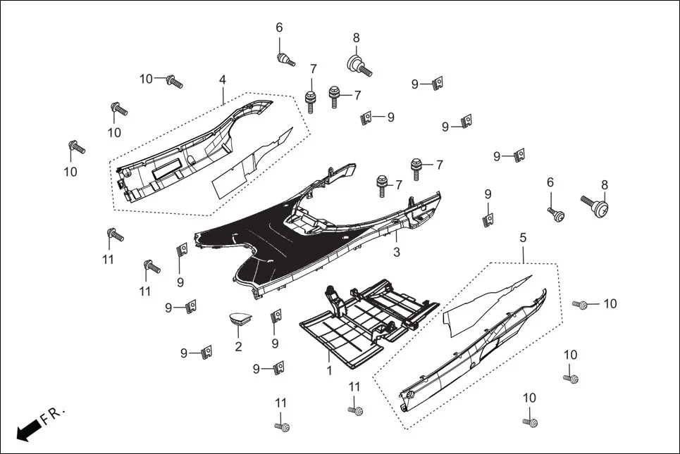 F-7 FLOOR PANEL assembly diagram for Hero Destini BSVI Prime(Jun,2023)