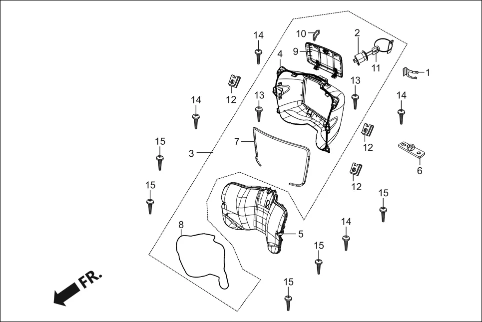 FOP-2 FR. INNER BOX (OPTIONAL) assembly diagram for Hero Destini BSVI Prime(Jun,2023)