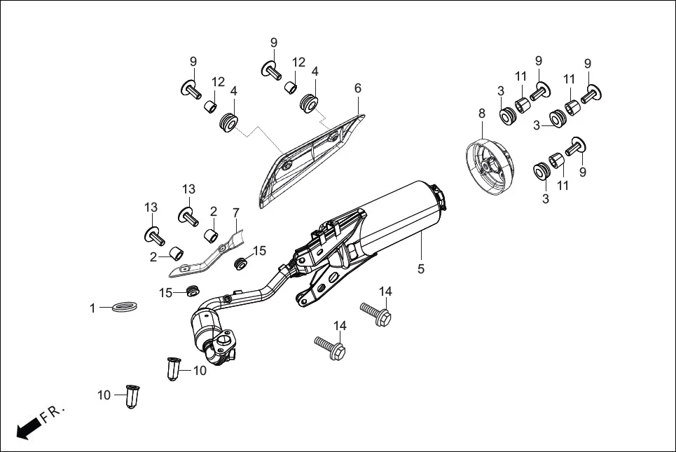 F-16 MUFFLER assembly diagram for Hero DESTINI PRIME OBD PHA B(May, 2025)