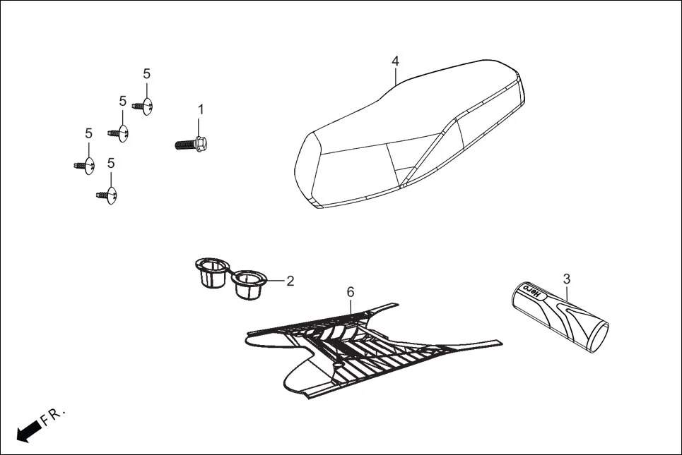 FOP-5 FLOOR MAT ASSY / COVER ASSY. SEAT / GRIP COVER (OPTIONAL) diagram showing 96001-06025-00