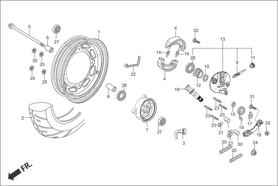 F-10-VX FRONT WHEEL diagram showing 45459-AAW-000