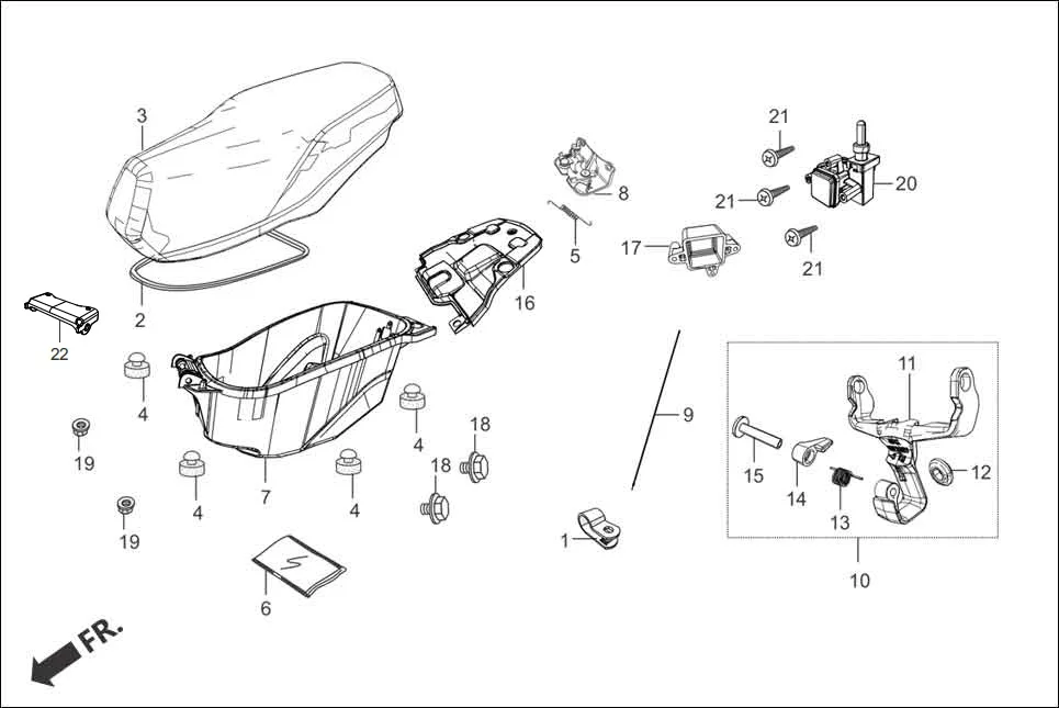 F-12-VX SEAT/LUGGAGE BOX diagram showing 81255-AAW-010