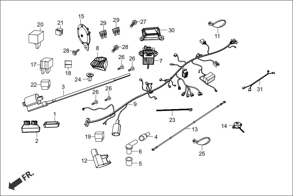 F-22-VX WIRE HARNESS diagram showing 31300-AAW-001