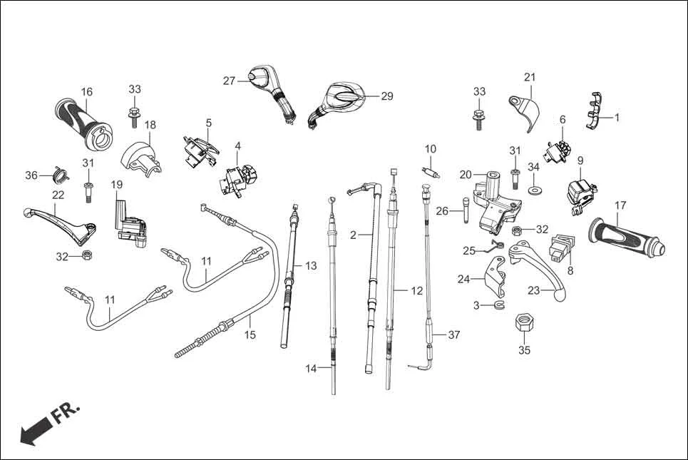 F-3-VX HANDLE LEVER/SWITCH/CABLE diagram showing 35170-AAY-001