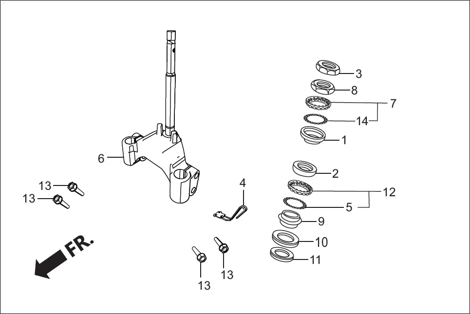 F-9-VX STRG. STEM/FR. FORK diagram showing 53200-AAY-001