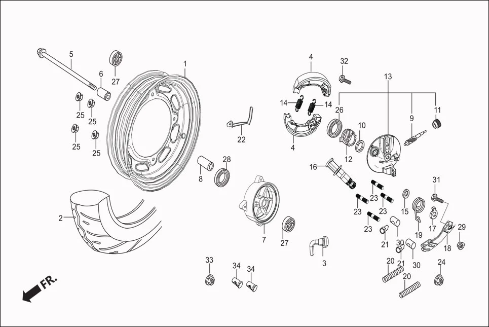 F-10-VX FRONT WHEEL diagram showing 45145-AAW-000