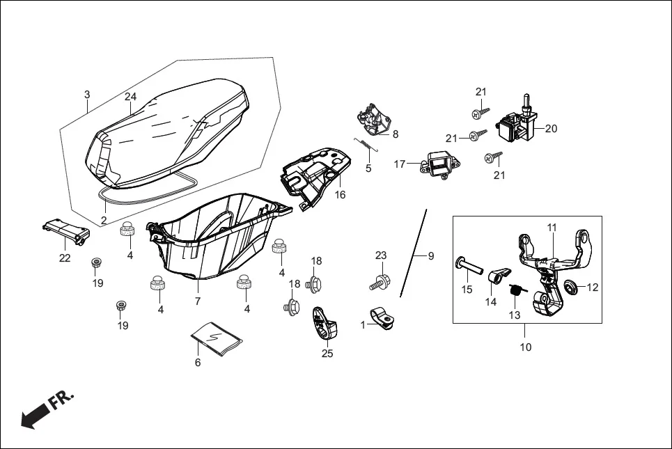 F-12-VX SEAT/LUGGAGE BOX diagram showing 33200-AAW-301