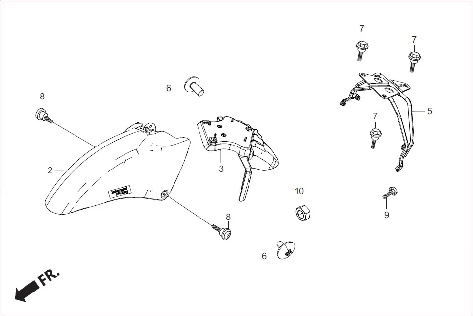 F-5-VX FRONT FENDER diagram showing 90107-AAY-400