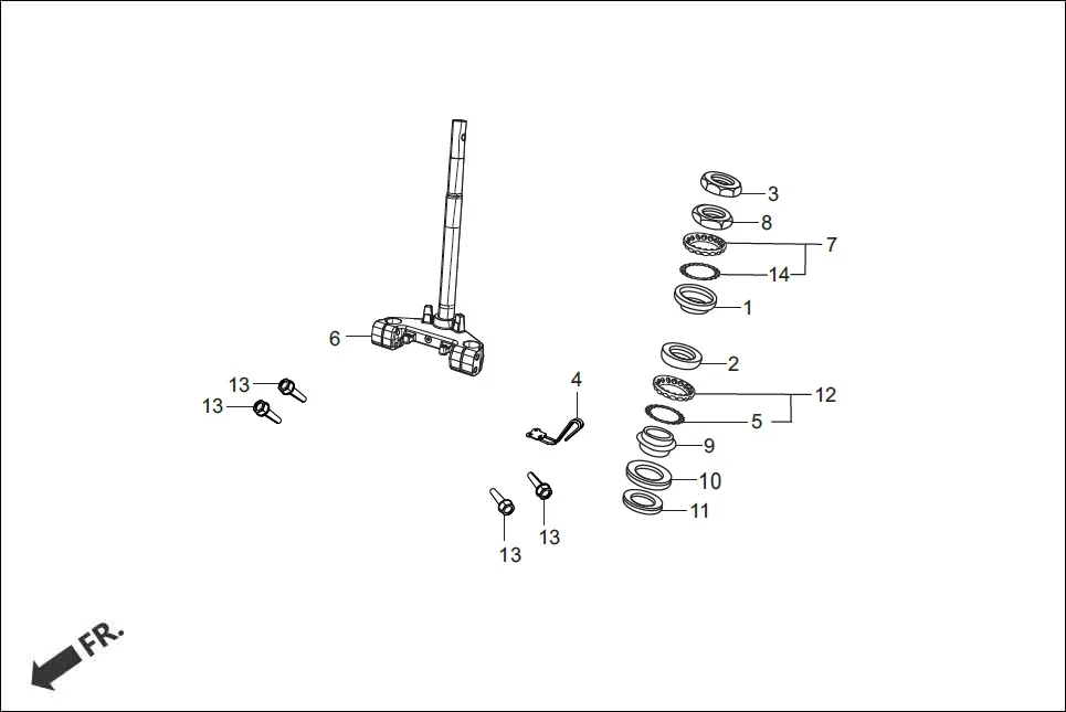 F-9-VX STRG. STEM/FR. FORK diagram showing 50306-KPL-900