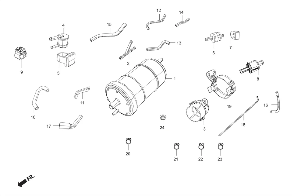 F-11A FUEL TANK (CANISTER ASSY.) assembly diagram for Hero Xpulse 200 (May,2019)