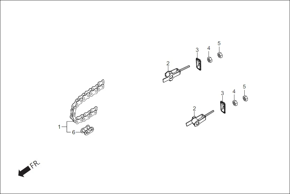 F-16 CHAIN DRIVE / ADJUSTER CHAIN assembly diagram for Hero Xpulse 200 (May,2019)