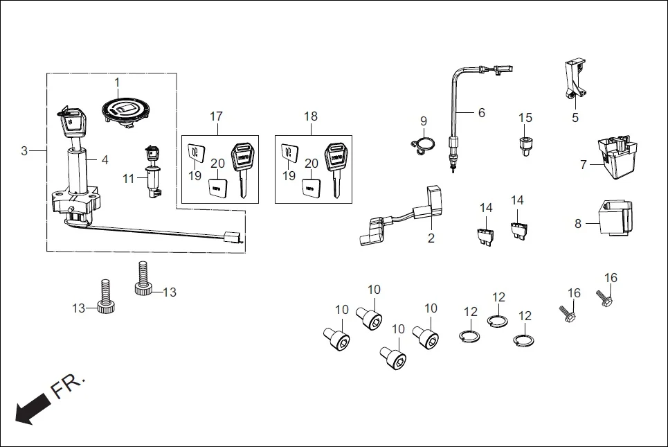 F-23 SWITCH ASSY./ RELAY / LOCK ASSY./ KEY BLANK diagram showing 96600-08025-00