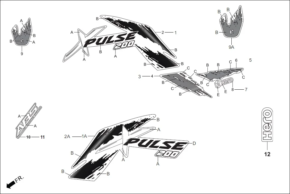 F-27 STRIPES assembly diagram for Hero Xpulse 200 (May,2019)