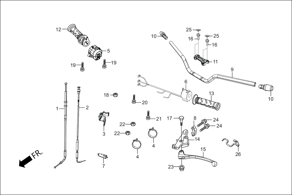 F-3B HANDLE &amp; HNDL COVER (HANDLE LEVER/SWITCH/CABLES) assembly diagram for Hero Xpulse 200 (May,2019)