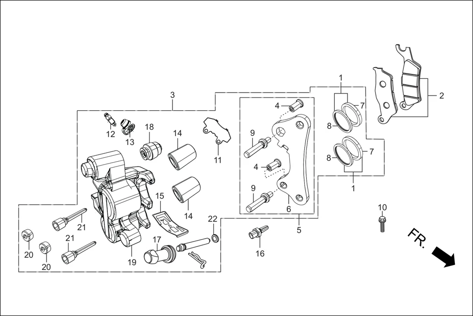 F-4B FRONT BRAKE (CALIPER ASSY ‘R’ FR.) assembly diagram for Hero Xpulse 200 (May,2019)