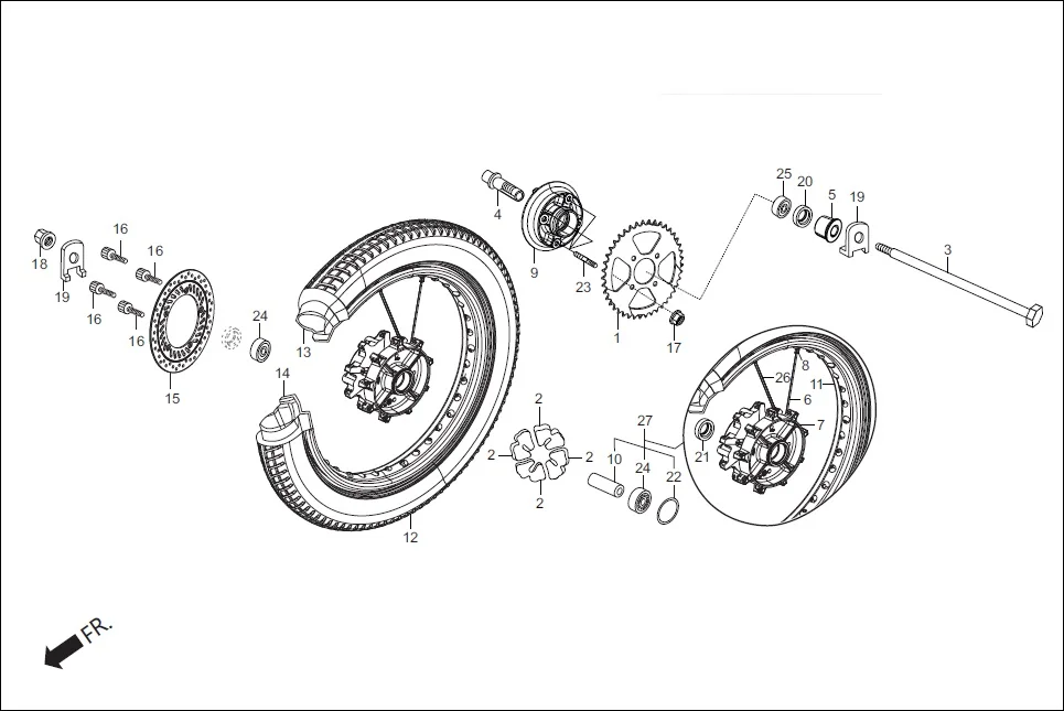 F-9 RR WHEEL / FLANGE ASSY. DRIVEN assembly diagram for Hero Xpulse 200 (May,2019)