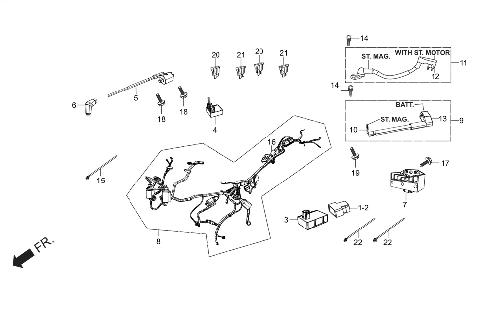 F-22 WIRE HARNESS diagram showing 95701-06016-00