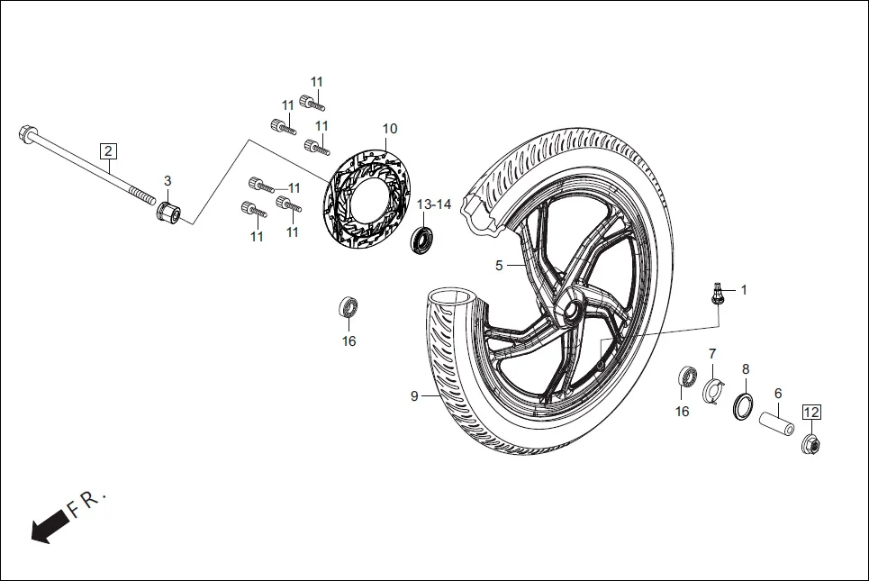 F-7-DISC FRONT WHEEL diagram showing 42753-KWF-90099
