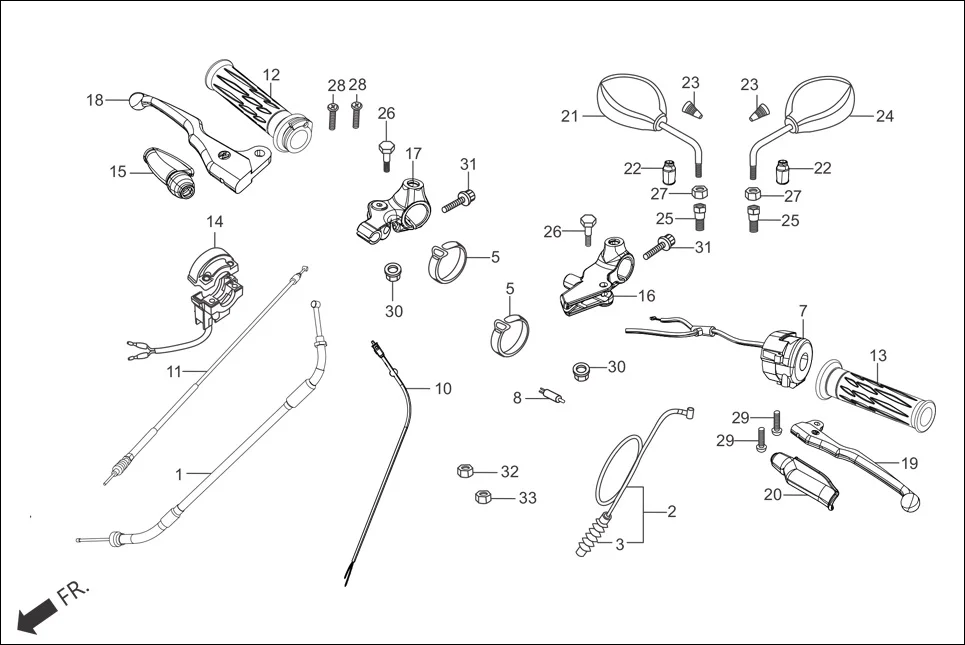 F-3-DRUM HANDLE LEVER/SWITCH/CONTROL CABLE assembly diagram for Hero Glamour (Mar, 2017)