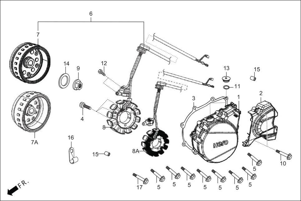 E-7A LEFT CRANKCASE COVER/A.C. GEN. ASSY./SELF START
