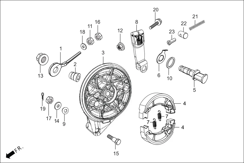 F-10 REAR BRAKE PANEL diagram showing 92811-AAP-000