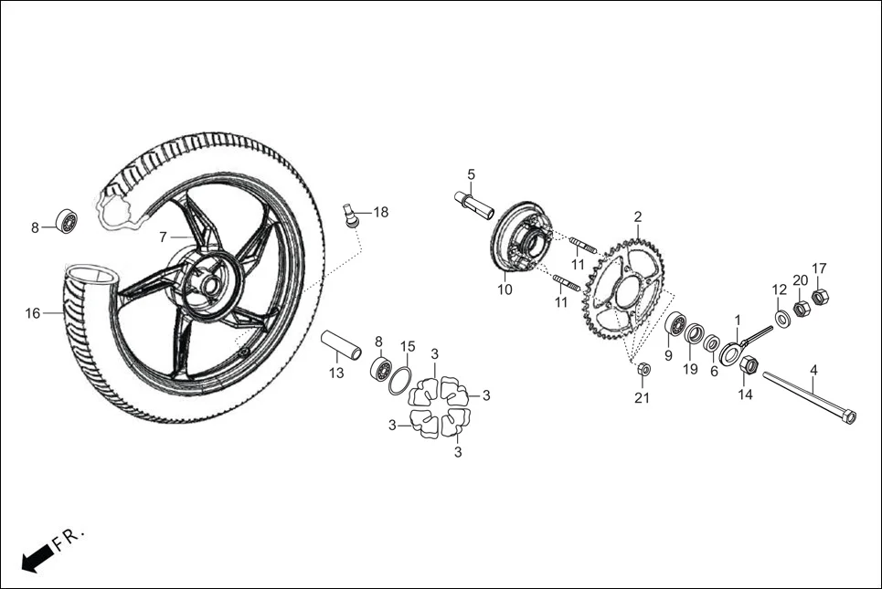 F-11 REAR WHEEL diagram showing 90753-029-000