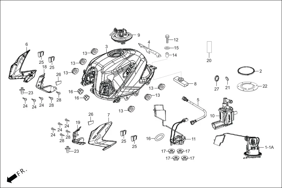 F-13 FUEL TANK assembly diagram for Hero GLAMOUR TECHNO(JAN.2024)