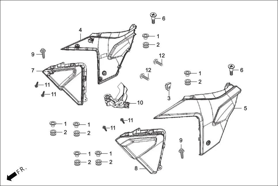 F-14 SIDE COVER assembly diagram for Hero GLAMOUR TECHNO(JAN.2024)